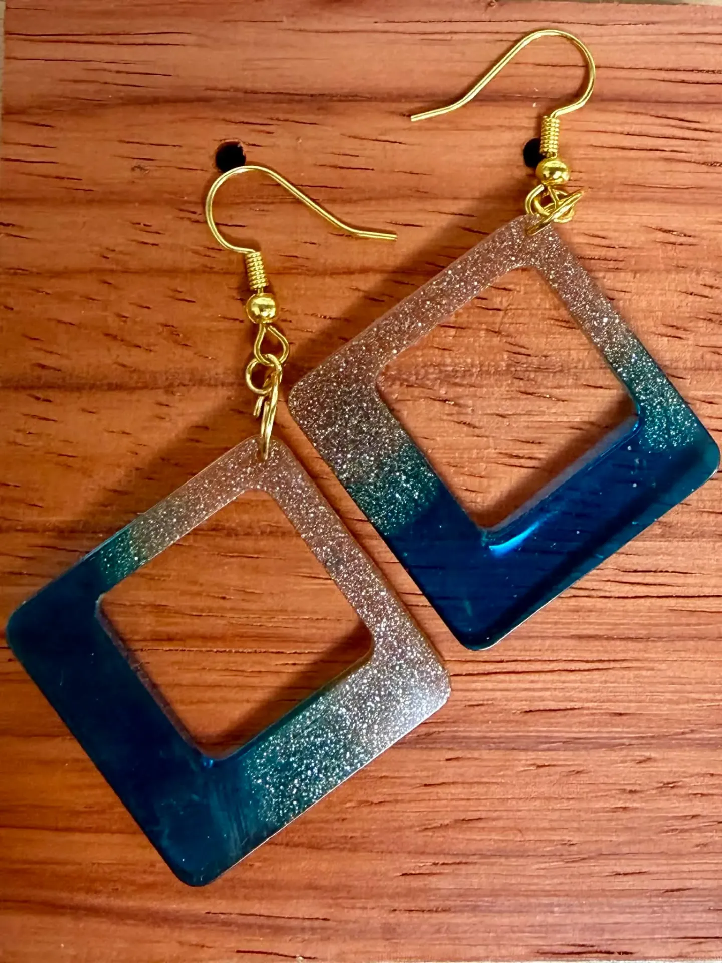 Boucles d'oreille bleu & bronze