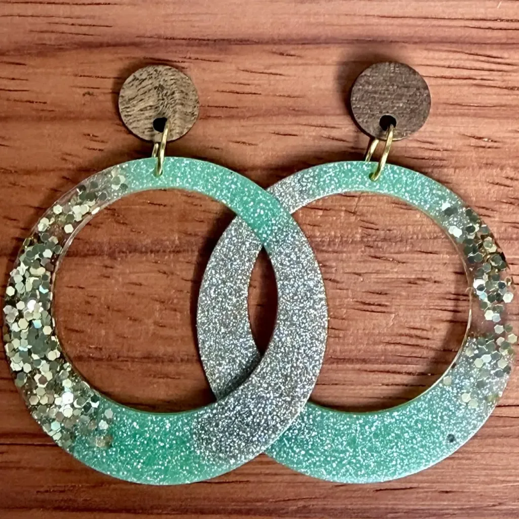 Boucles d'oreille vert & or